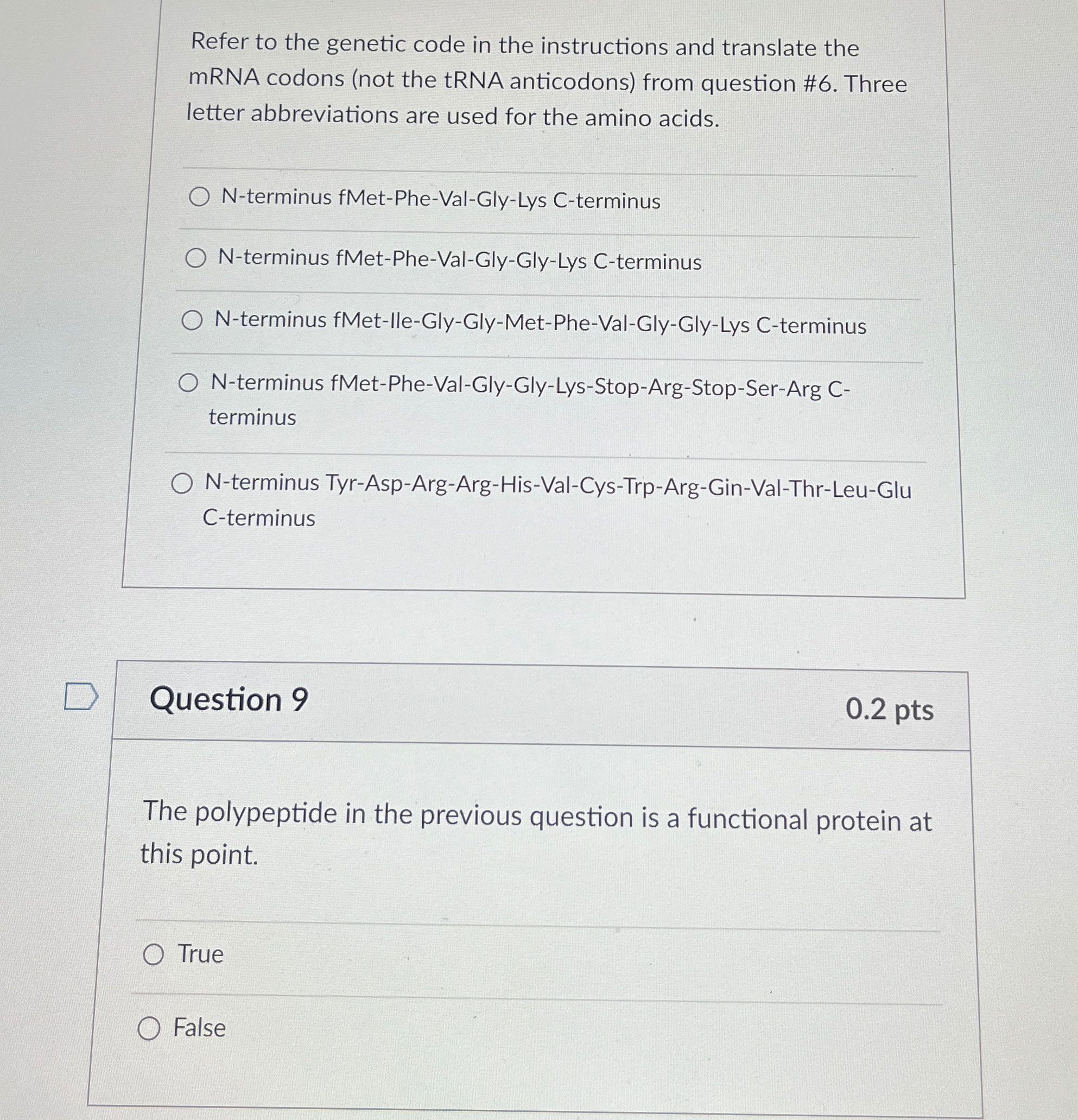 Solved PLEASE ANSWER QUESTION 9!!Refer to the genetic code | Chegg.com
