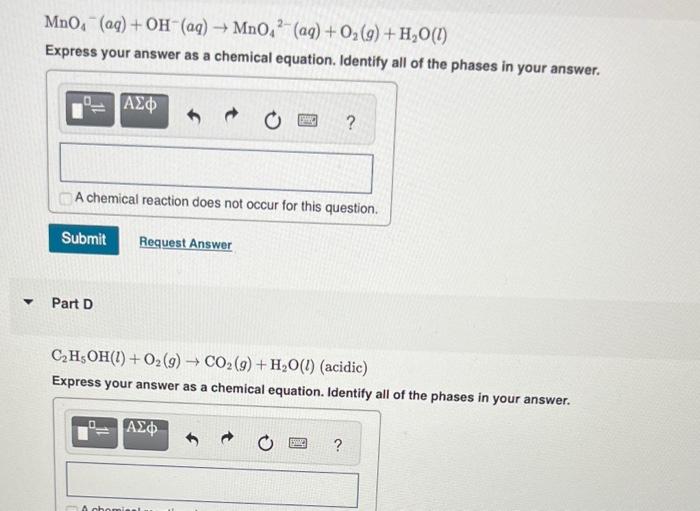 Solved Balance the following redox reactions. Part A | Chegg.com