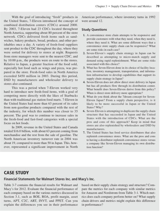 Solved Chapter 3 . Supply Chain Drivers and Metrics 73 | Chegg.com