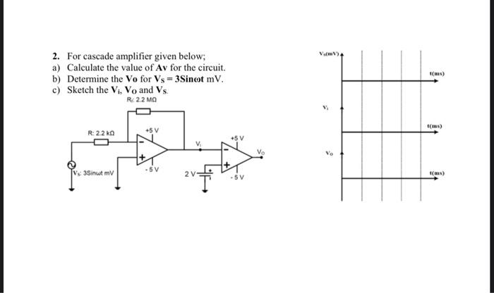 Solved 2. For cascade amplifier given below; a) Calculate | Chegg.com