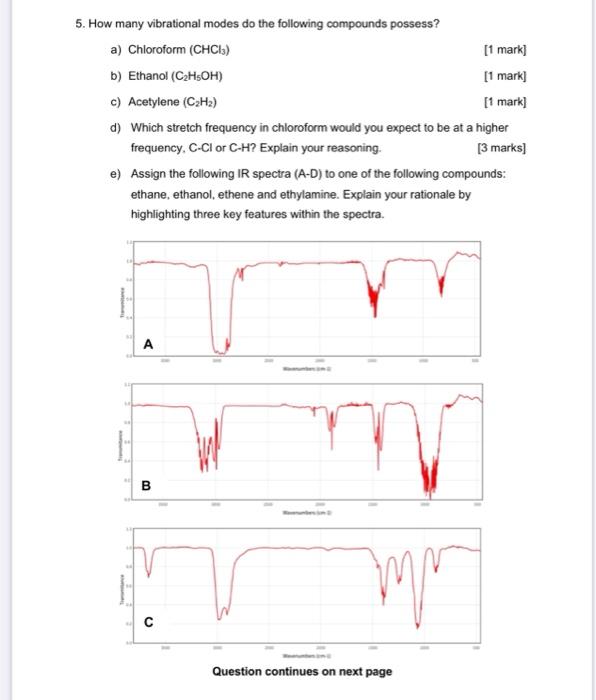 Solved 5. How Many Vibrational Modes Do The Following | Chegg.com