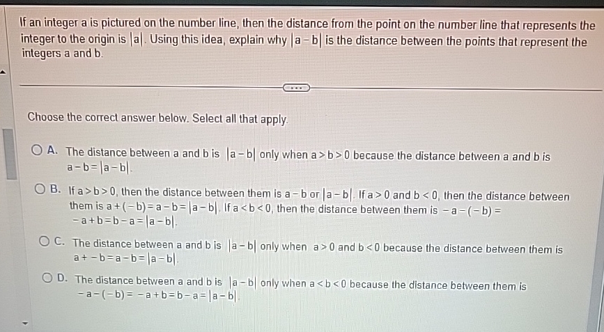 Solved If an integer a is pictured on the number line, then | Chegg.com