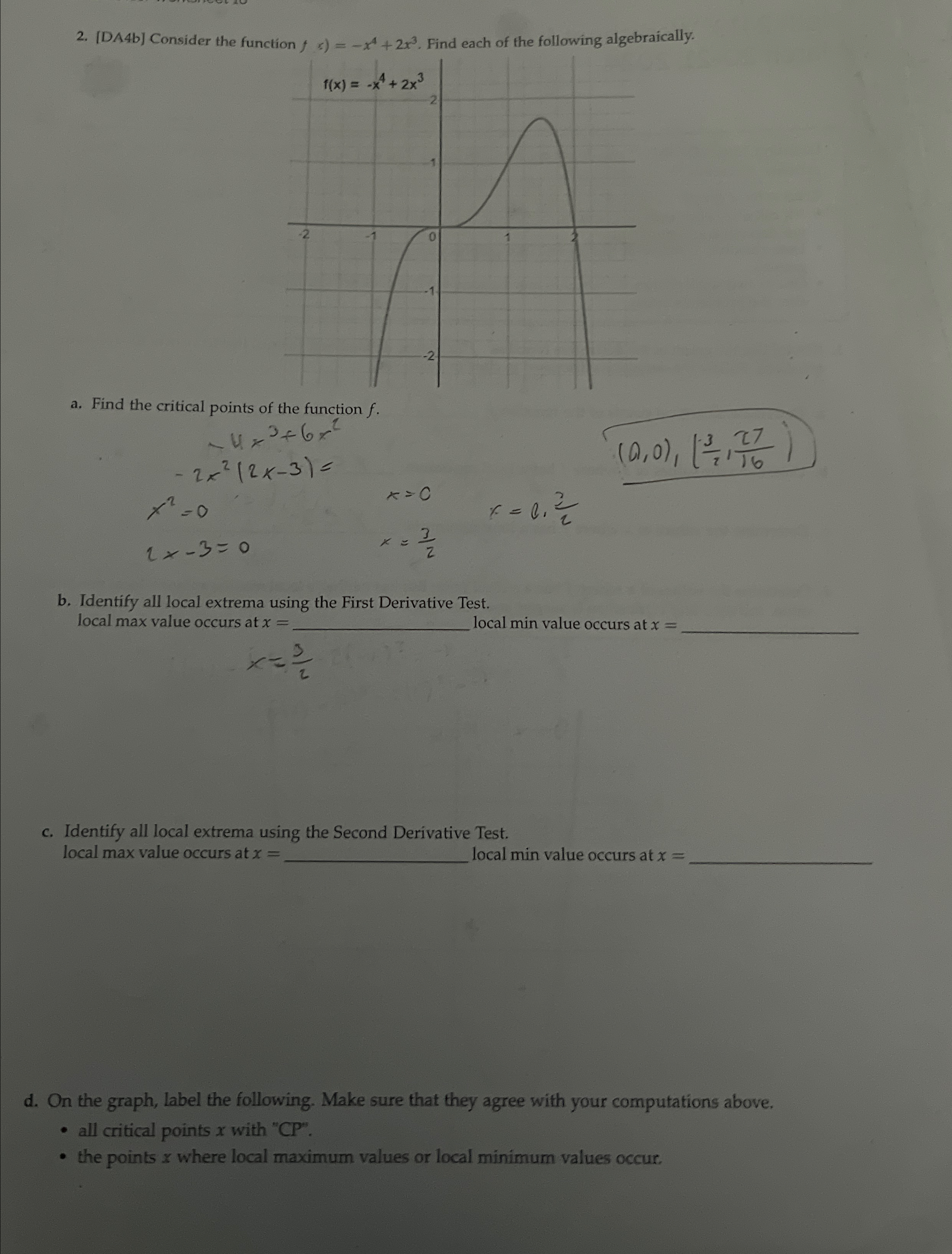 Solved [DA4b] ﻿Consider the function fx. ﻿Find each of the | Chegg.com