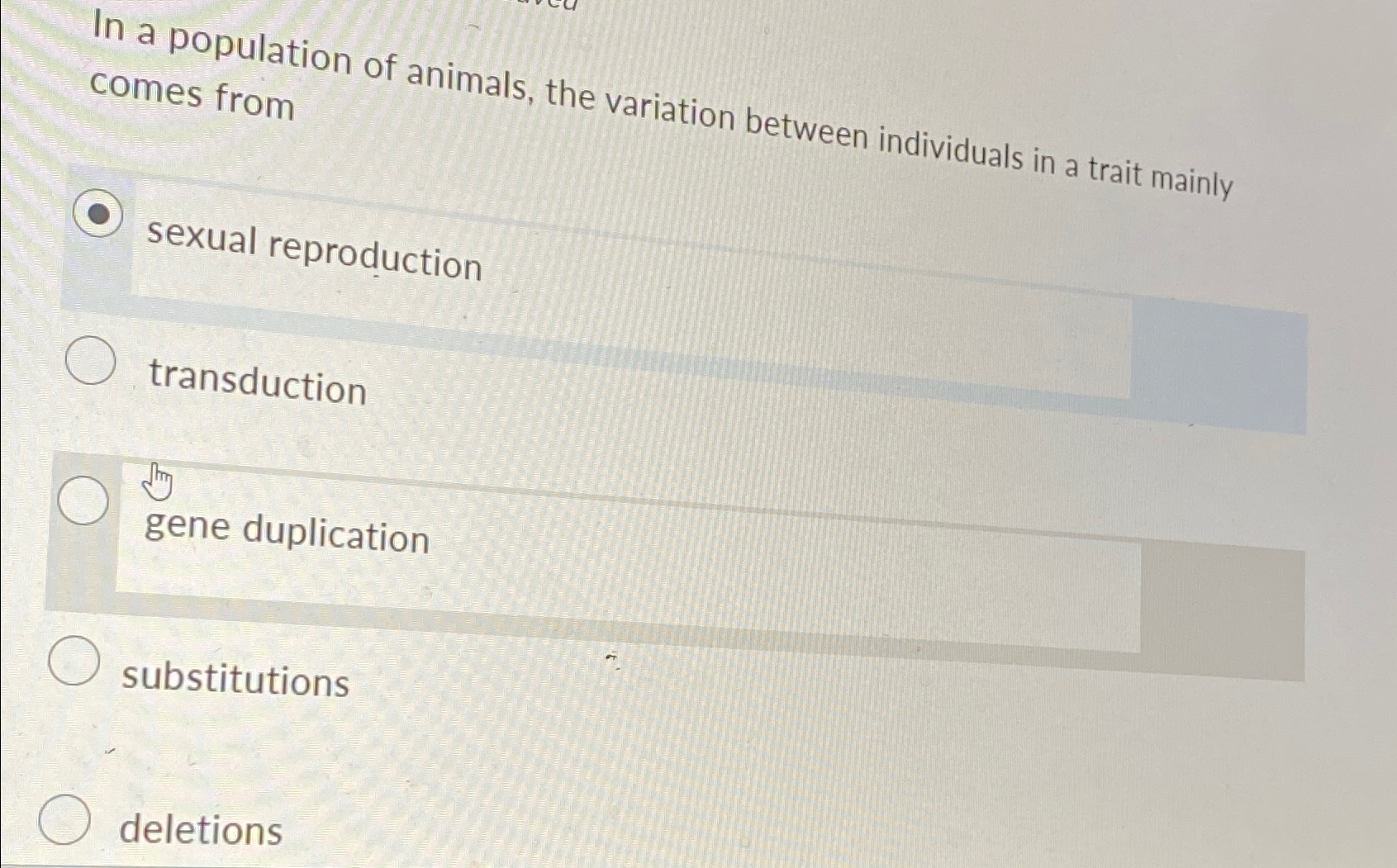 Solved In a population of animals, the variation between | Chegg.com