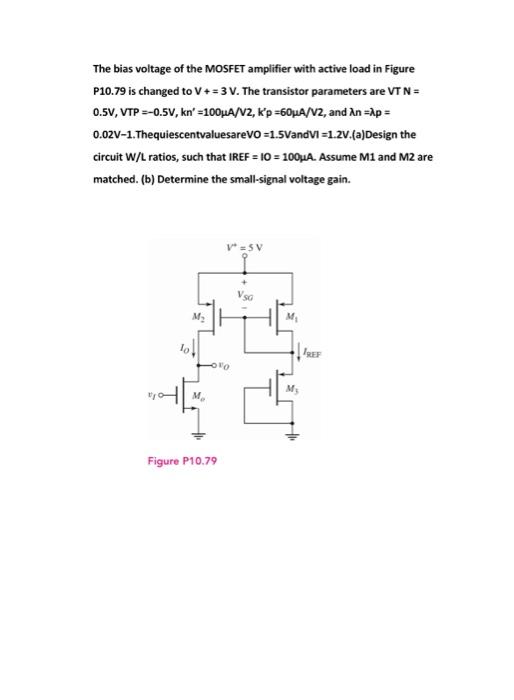 Solved The Bias Voltage Of The MOSFET Amplifier With Active | Chegg.com