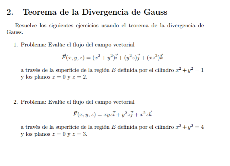 Teorema De La Divergencia De Gauss Ejercicios Resueltos