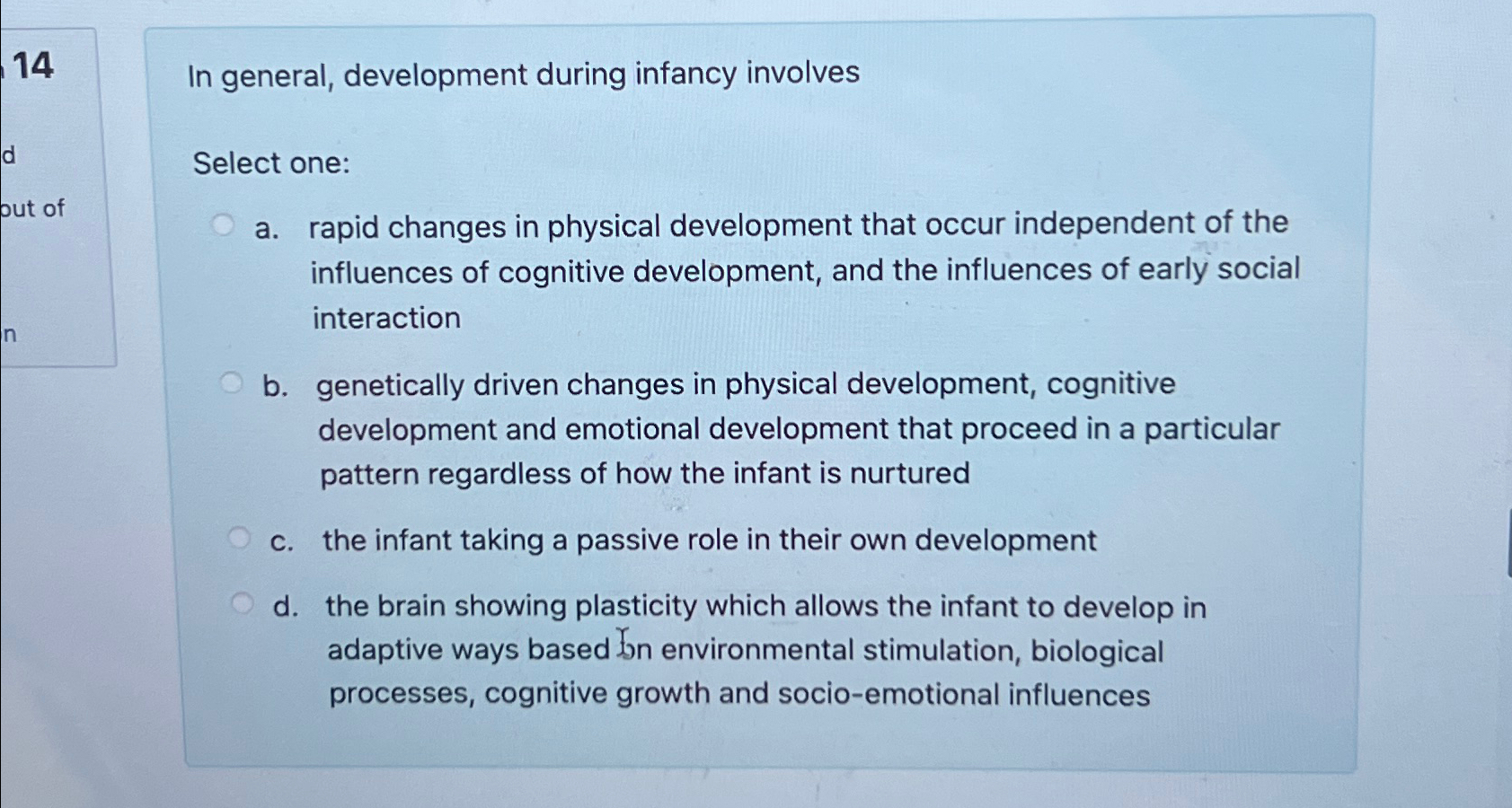 Cognitive adaptive clearance development