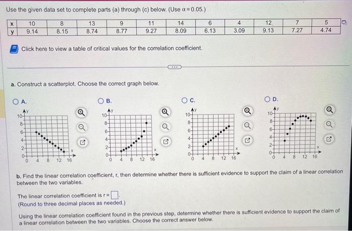 Solved Use the given data set to complete parts (a) through | Chegg.com