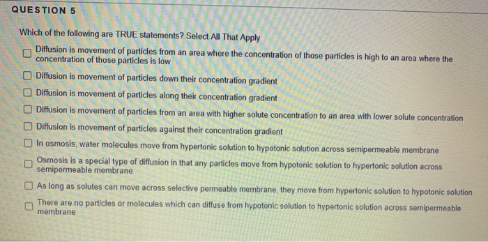 Solved QUESTION 5 Which of the following are TRUE | Chegg.com