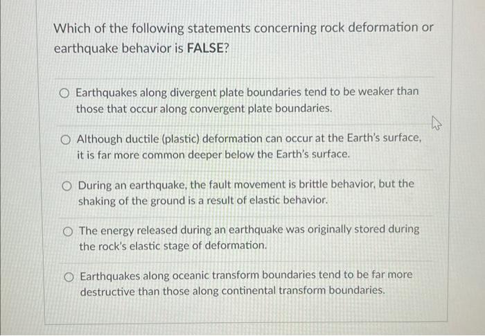 Solved Which of the following statements concerning rock | Chegg.com
