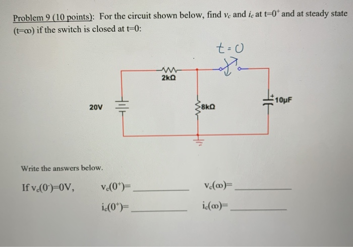 Solved Problem 9 (10 points): For the circuit shown below, | Chegg.com