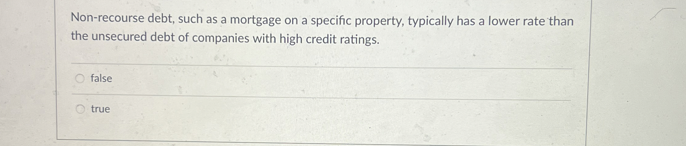 Solved Non-recourse debt, such as a mortgage on a specific | Chegg.com
