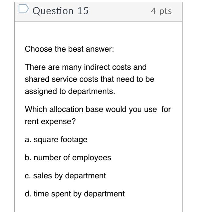 Solved Question 10 5 pts Choose the best answer: A quantity | Chegg.com