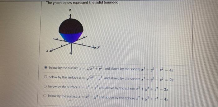 Solved The graph below represent the solid bounded below by | Chegg.com