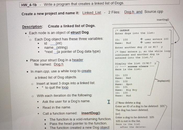 Solved HW_4-1b Write a program that creates a linked list of | Chegg.com