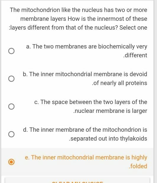 Solved The Mitochondrion Like The Nucleus Has Two Or More Chegg
