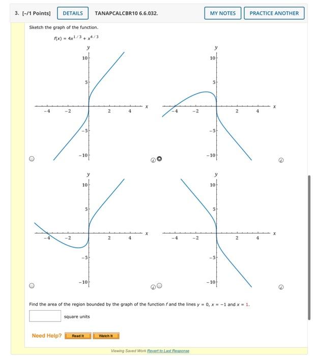 Solved MY NOTES PRACTICE ANOTHER 3. [-/1 Points) DETAILS | Chegg.com