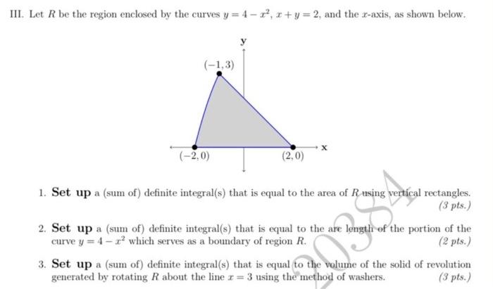 Solved III. Let R be the region enclosed by the curves y = | Chegg.com