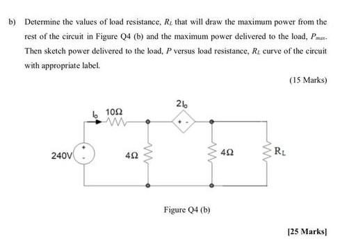 Solved b) Determine the values of load resistance, Rthat | Chegg.com