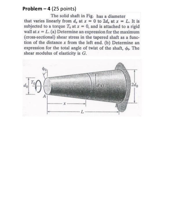 Solved Problem -4 (25 points) The solid shaft in Fig. has a | Chegg.com