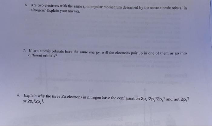 Solved MODEL 2: ENERGY LEVEL DIAGRAM FOR THE NITROGEN ATOM | Chegg.com