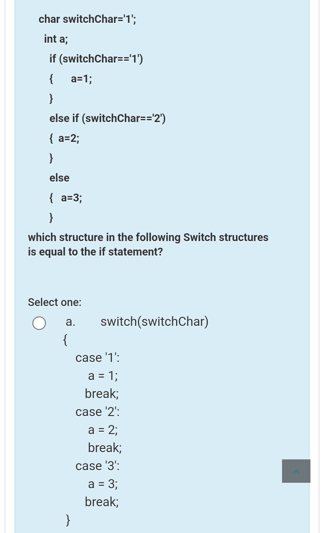 Solved which structure in the following Switch structures is | Chegg.com