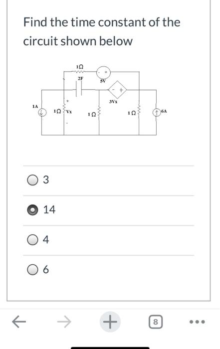 Solved Find the time constant of the circuit shown below 1Ω | Chegg.com