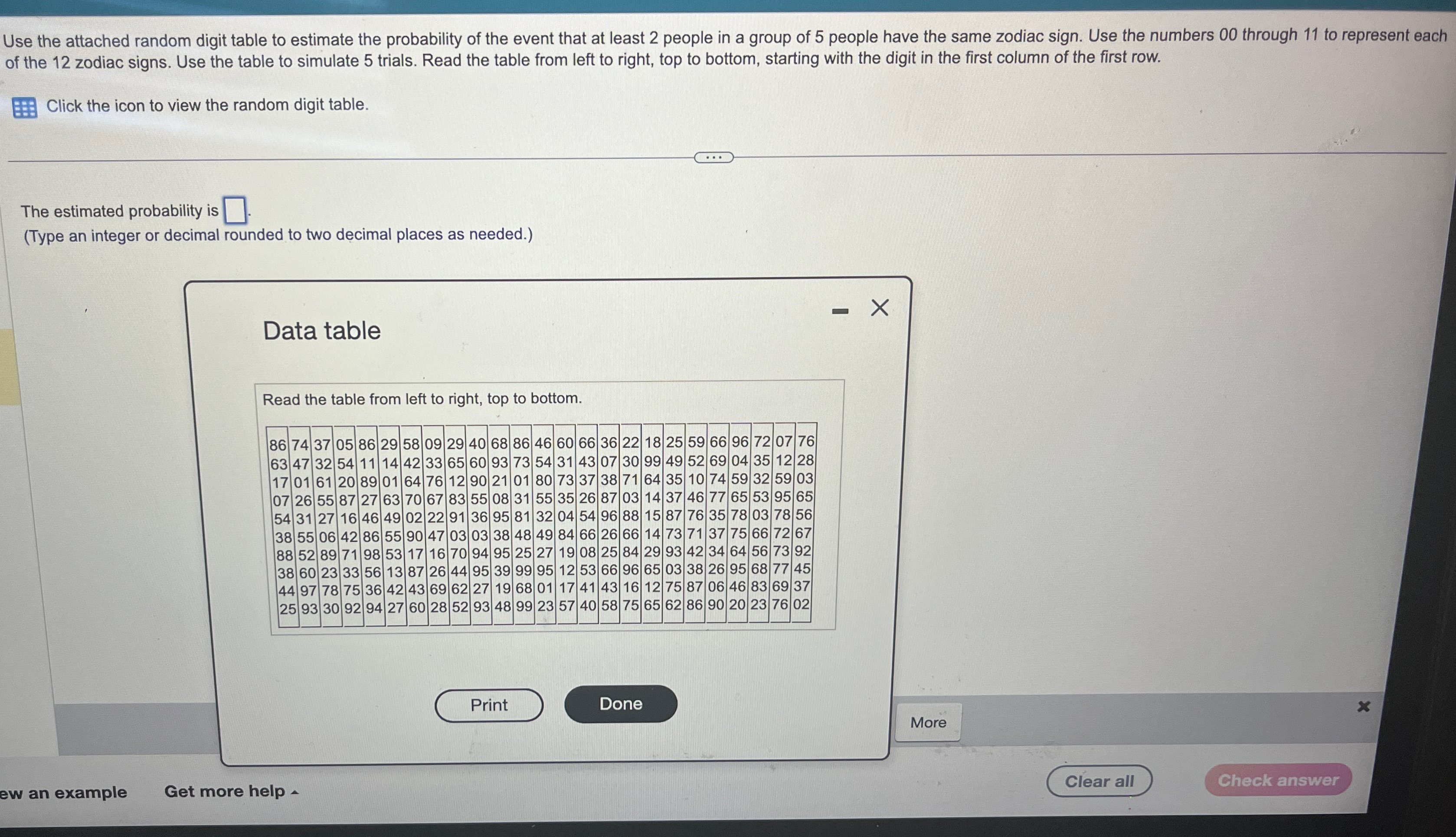 Solved Use the attached random digit table to estimate the | Chegg.com