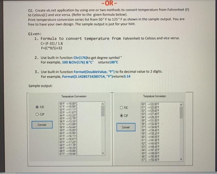 Temperature, Convertion of Celsius to Fahrenheit and vice versa