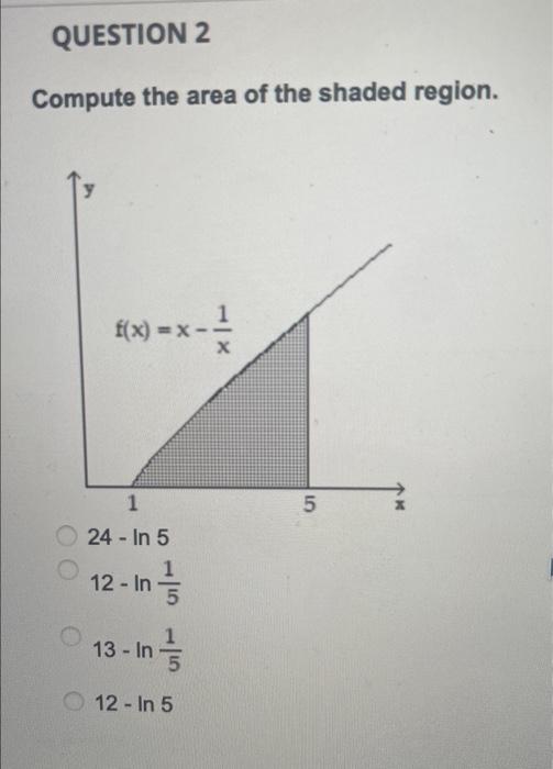 Solved QUESTION 1 Compute the area of the shaded region. | Chegg.com