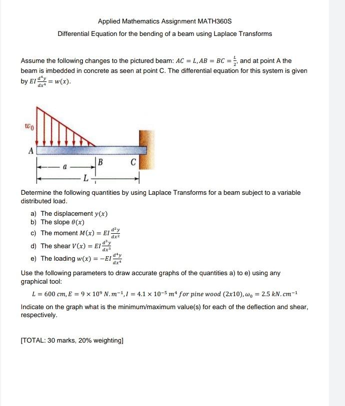 Solved Applied Mathematics Assignment MATH360S Differential | Chegg.com