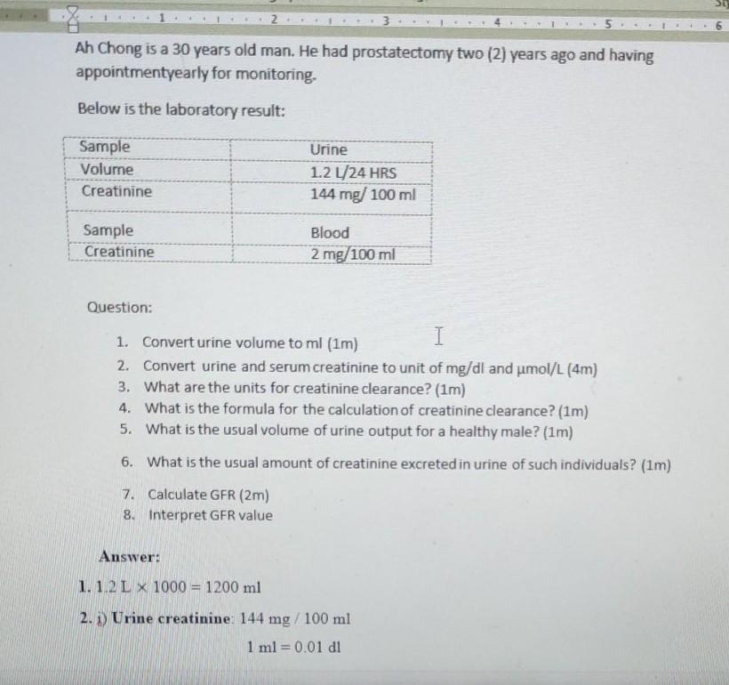 Solved May I know how to calculate GFR(question 7) and how