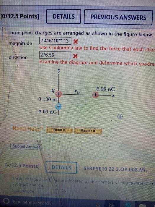 Solved Three point charges are arranged as shown in the | Chegg.com