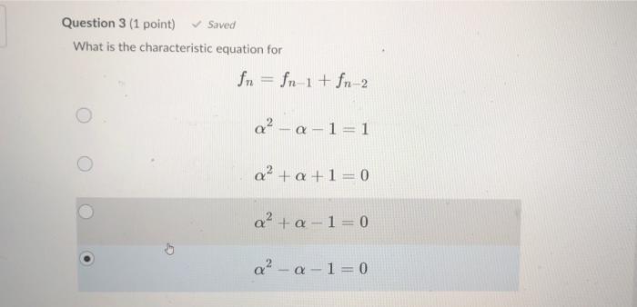 Solved Question 1 (1 point) Saved What is the characteristic | Chegg.com