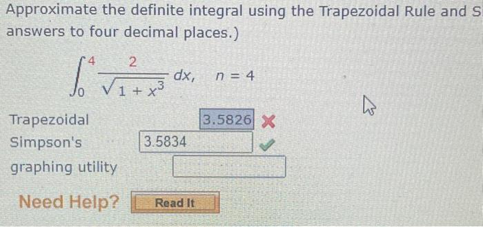 Solved Approximate the definite integral using the | Chegg.com