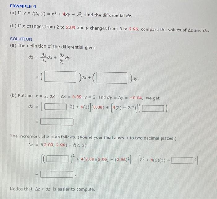 Solved Example 4 A If Z F X Y X2 4xy Y2 Find