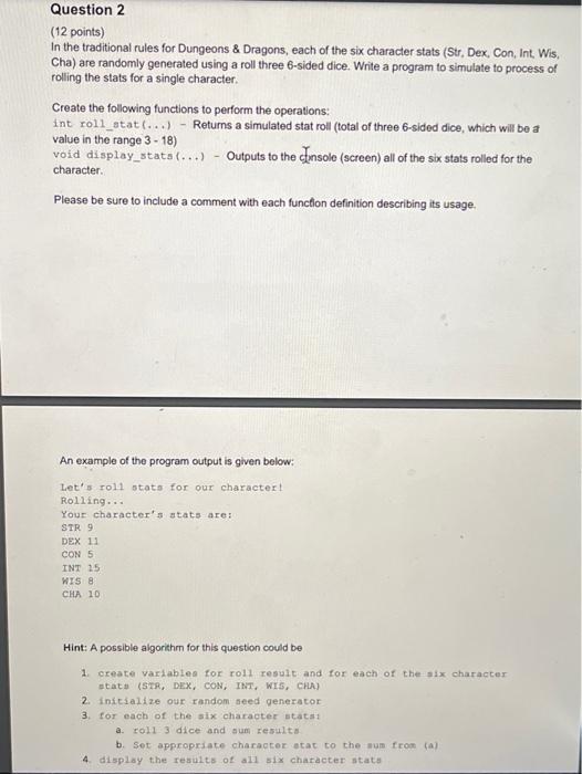 Solved 12 points In the traditional rules for Dungeons