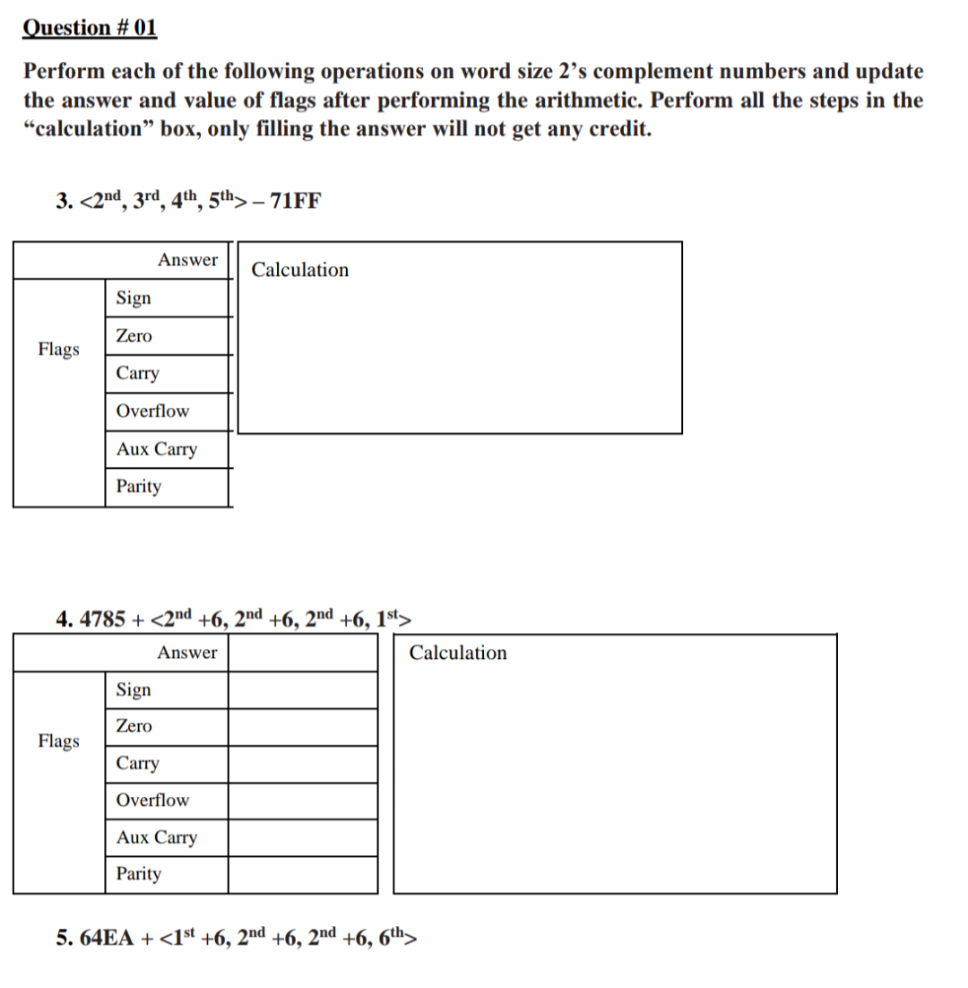 Solved Question #01 Perform each of the following operations | Chegg.com