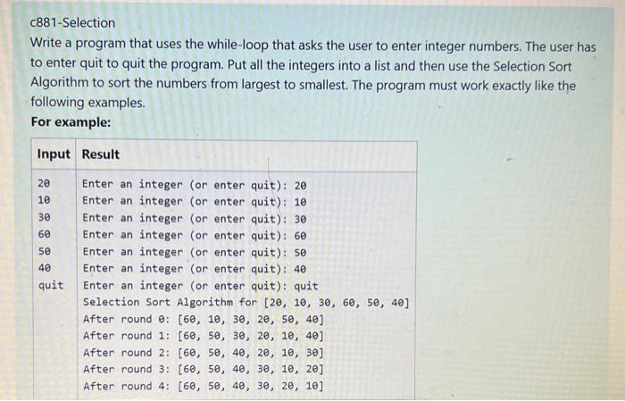 Solved c881-Selection Write a program that uses the | Chegg.com