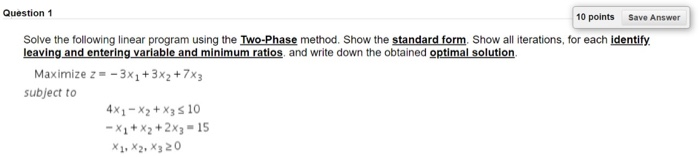 Solved Question 1 10 points Save Answer Solve the following | Chegg.com