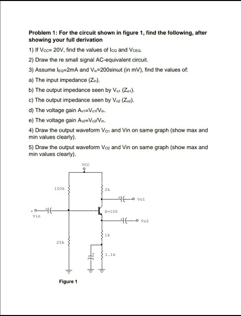 Solved Problem 1: For the circuit shown in figure 1, find | Chegg.com