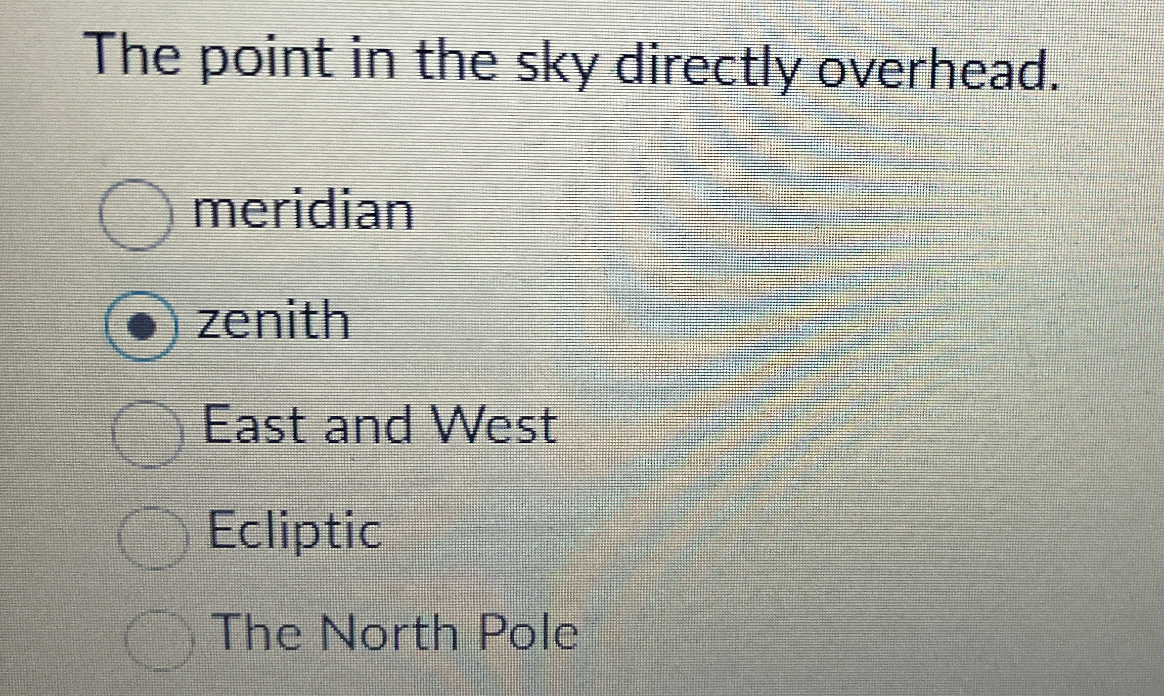 Solved The point in the sky directly | Chegg.com