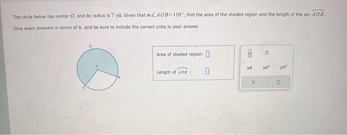 Solved The circle below has center O, and its radius is 7 | Chegg.com