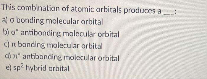Solved 2 + - This combination of atomic orbitals produces | Chegg.com