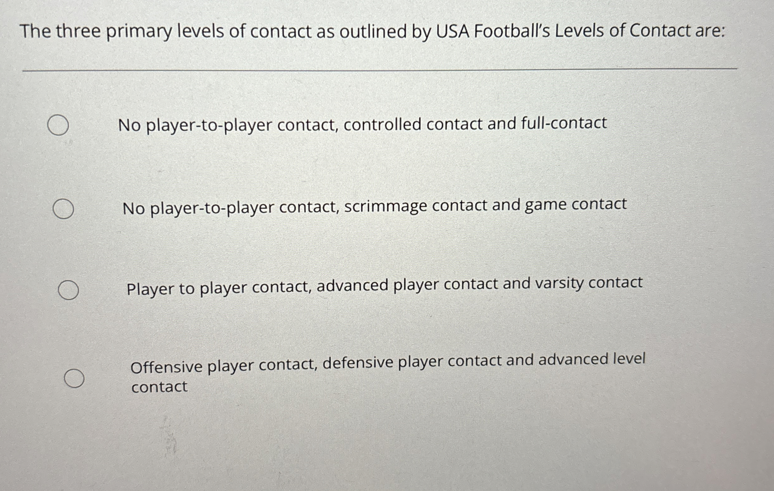 Solved The three primary levels of contact as outlined by | Chegg.com