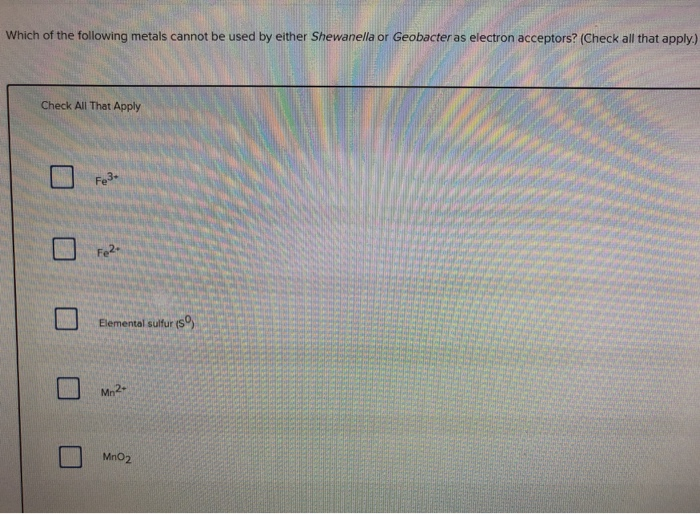 Solved Which of the following metals cannot be used by | Chegg.com