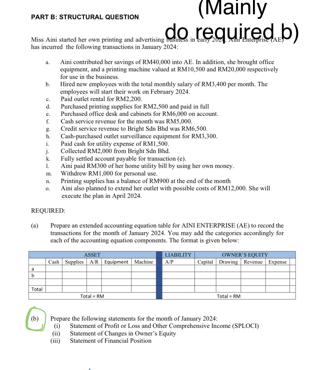 Solved PART B: STRUCTURAL QUESTION(Mainlydo requsuired in | Chegg.com