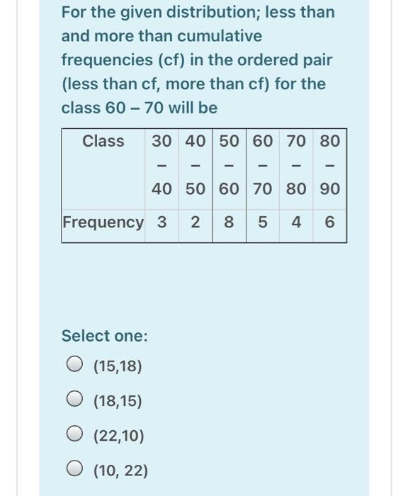 Solved For the given distribution; less than and more than | Chegg.com