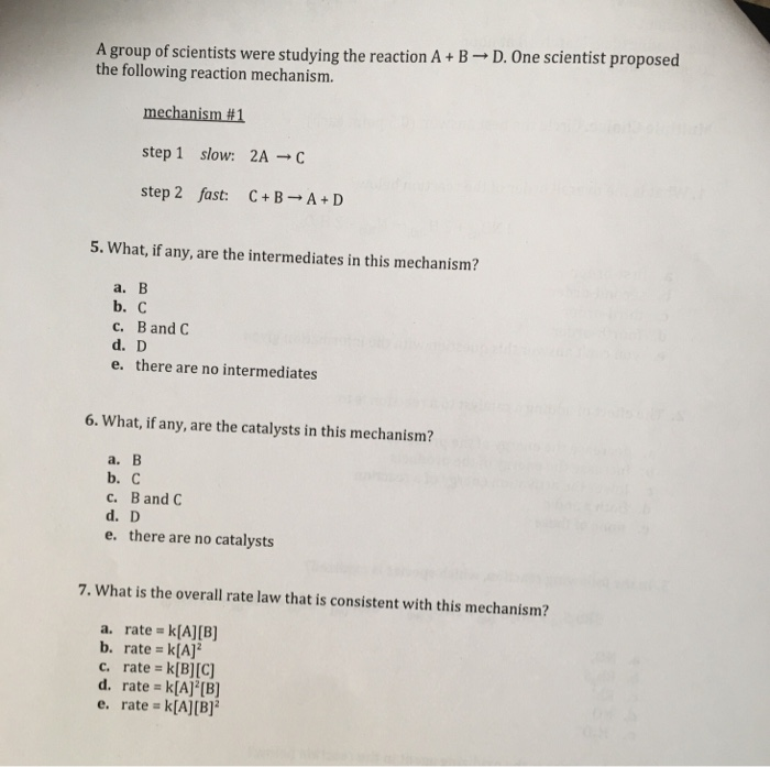 Solved A group of scientists were studying the reaction A+B | Chegg.com
