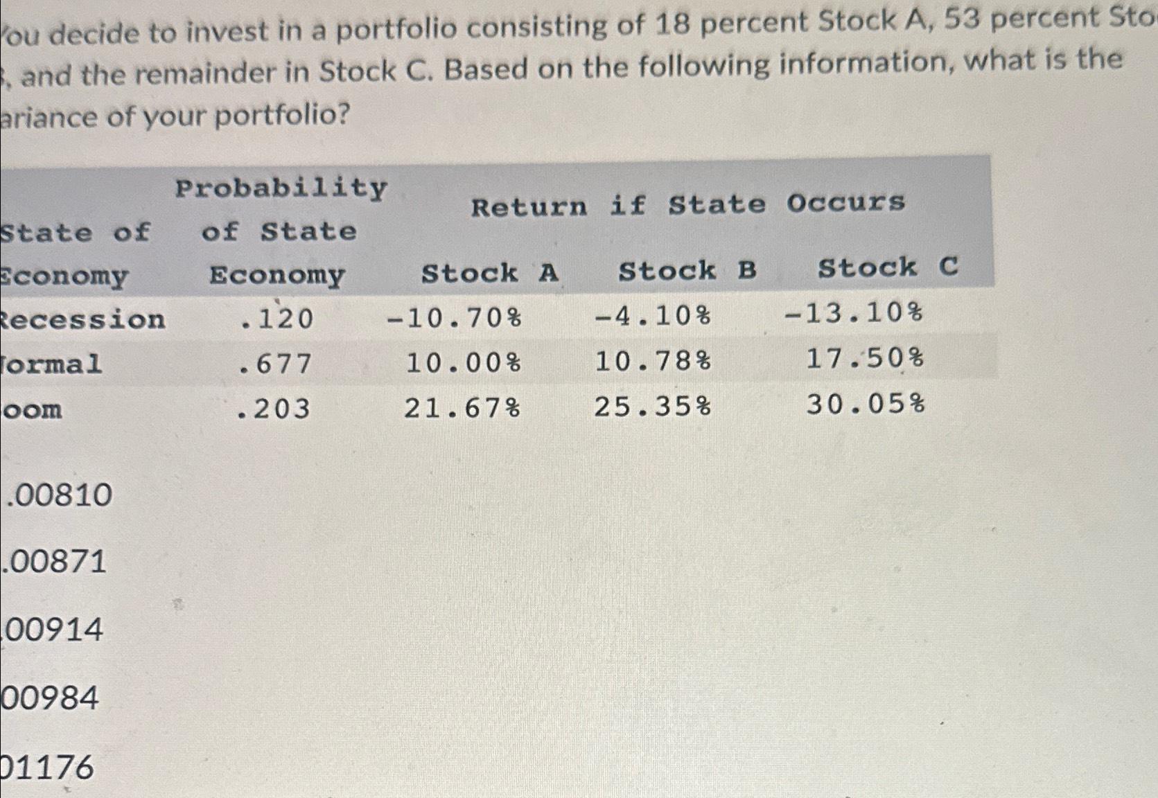 Oou Decide To Invest In A Portfolio Consisting Of 18 | Chegg.com